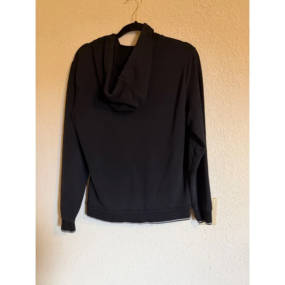 Armani Exchange Mens Black Full Zip Logo Tape Hoodie Sweatshirt Medium Fall 2014